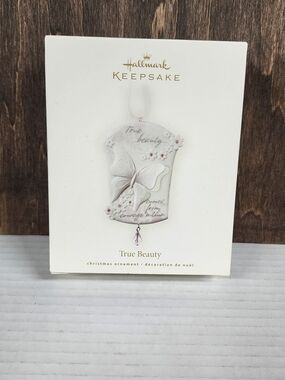 Hallmark 2008 "True Beauty" Ornament Butterfly Pink White Komen Breast Cancer